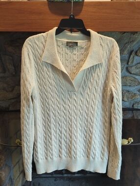 Classic Alpaca Cream Cable Knit Alpaca Wool Sweater